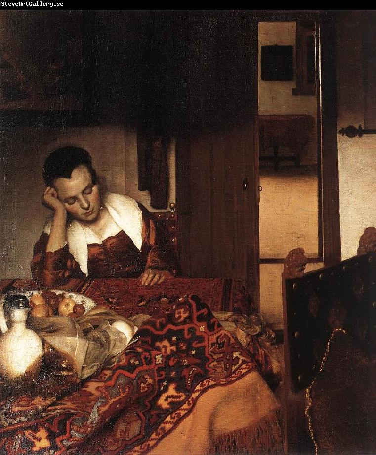 Jan Vermeer A Woman Asleep at Tablec